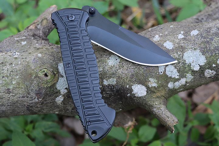 Black crocodile no logo blank blade Aluminum handle folding knife UD407683